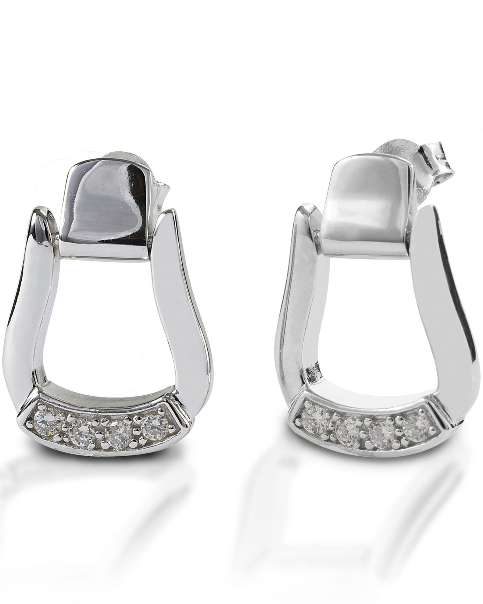 Image #1 - Kelly Herd Women's Oxbow Stirrup Post Back Earrings, Silver, hi-res