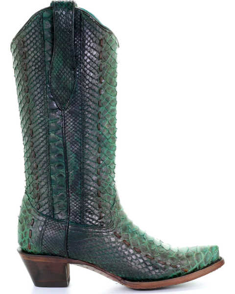 Image #3 - Corral Women's Full Python Woven Western Boots - Snip Toe, Turquoise, hi-res