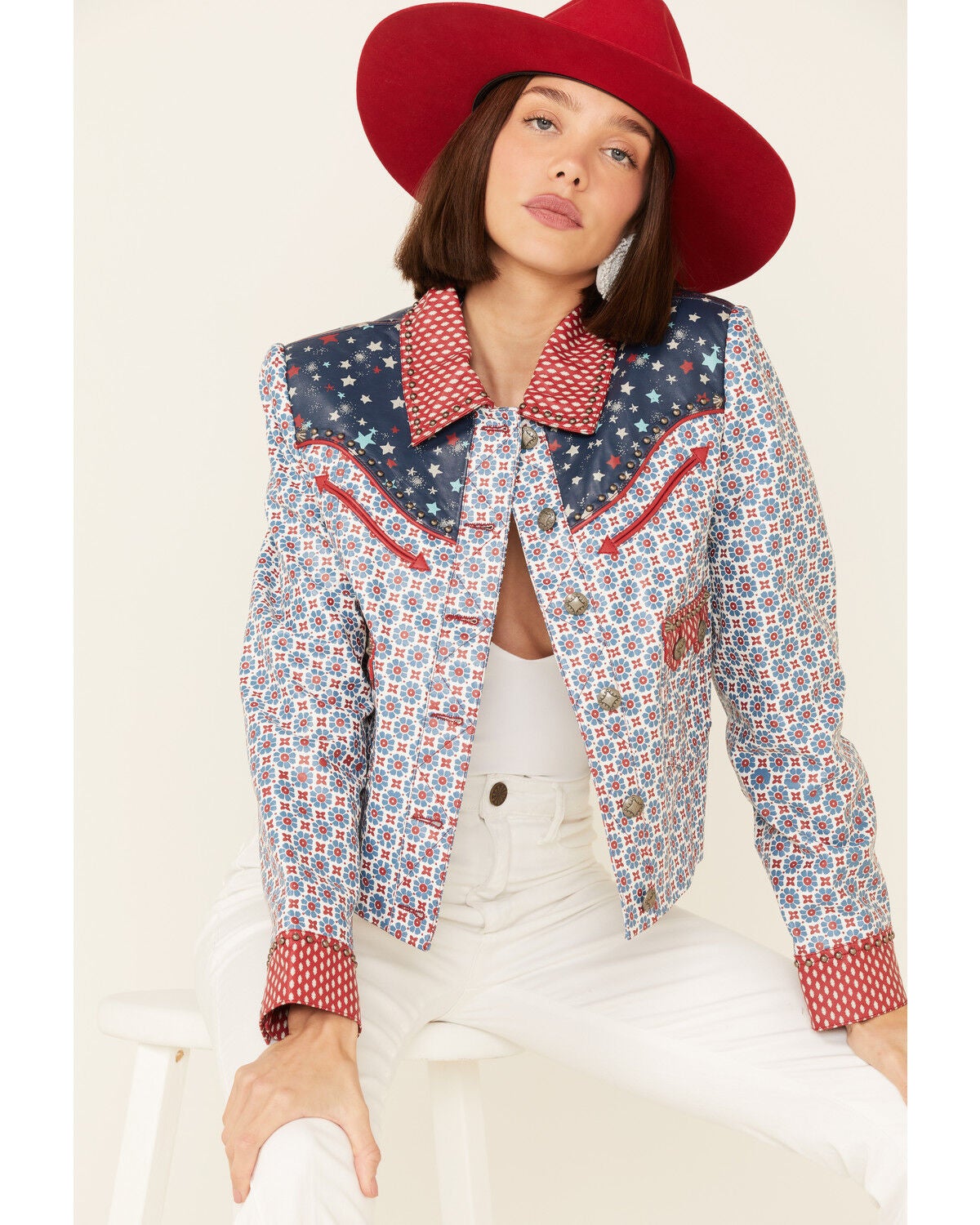 Double D Ranch Women's Multi Print Chick Fiddle Button-Front Jacket, Multi, hi-res