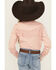 Image #4 - Shyanne Girls' Solid Rhinestone Fringe Long Sleeve Pearl Snap Stretch Western Shirt, Light Pink, hi-res