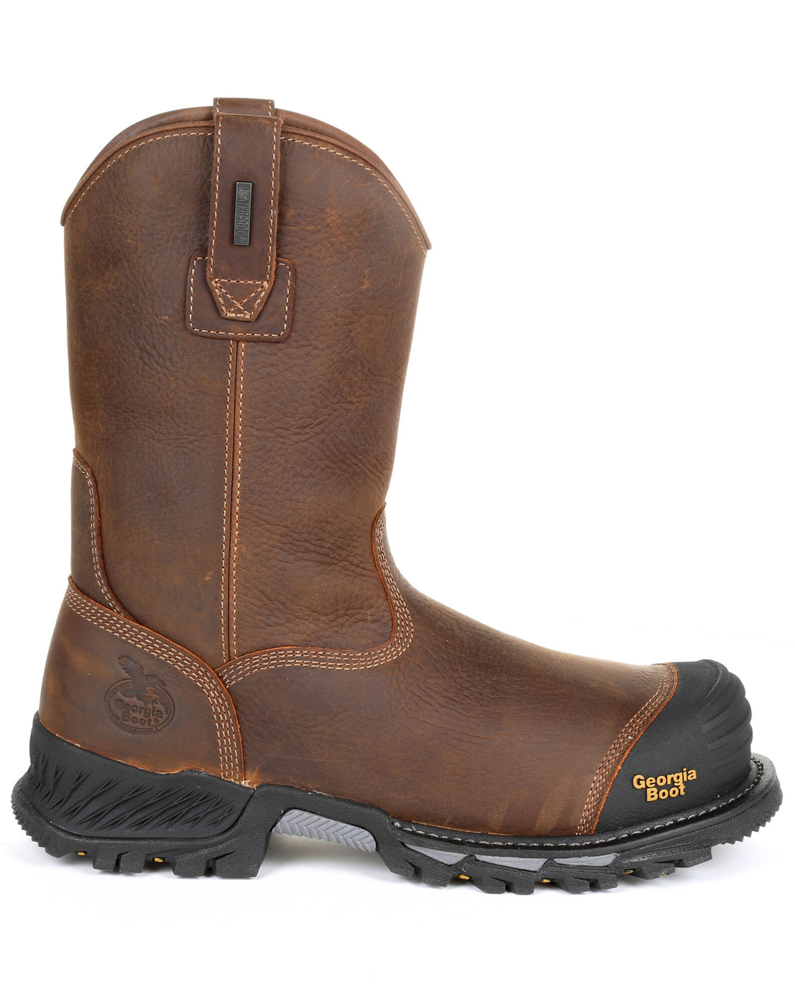 Image #2 - Georgia Boot Men's Rumbler Waterproof Western Work Boots - Composite Toe, Black/brown, hi-res