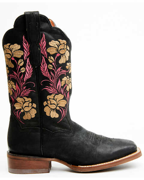 Image #2 - Dan Post Women's Asteria Floral Western Performance Boots -  Broad Square Toe , Black, hi-res