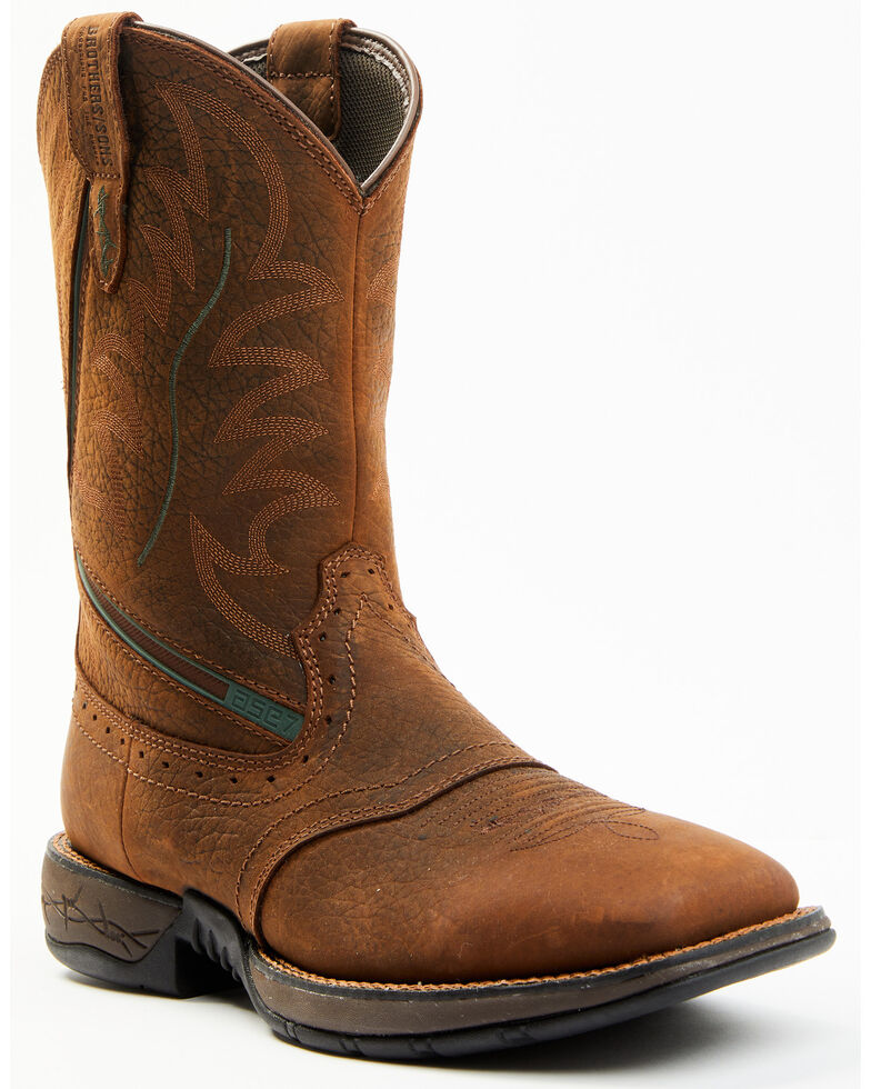 Brothers & Sons Men's LITE Cow Tender Performance Western Boots - Broad Square Toe , Brown, hi-res