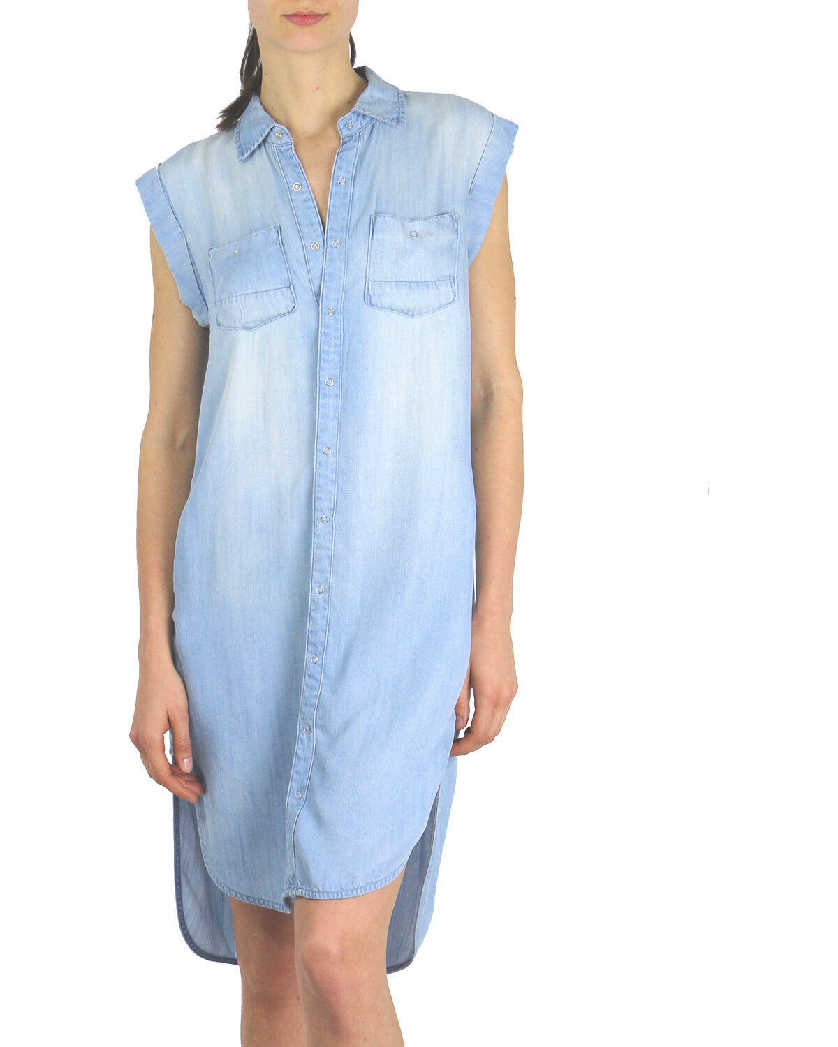 Image #1 - Tractr Blu Women's High-Low Shirt Dress, Indigo, hi-res