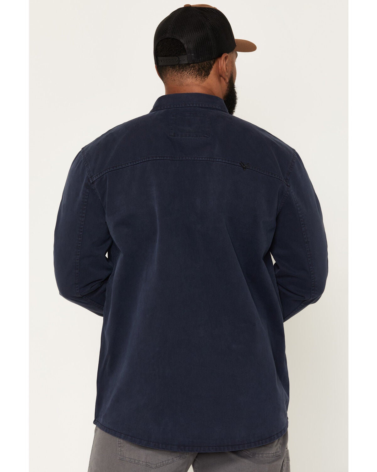 Image #4 - Hawx Men's Anvil Long Sleeve Button-Down Work Shirt Jacket, Navy, hi-res
