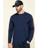 Hawx Men's Navy Sleeve Logo Long Sleeve Work T-Shirt - Tall , Navy, hi-res