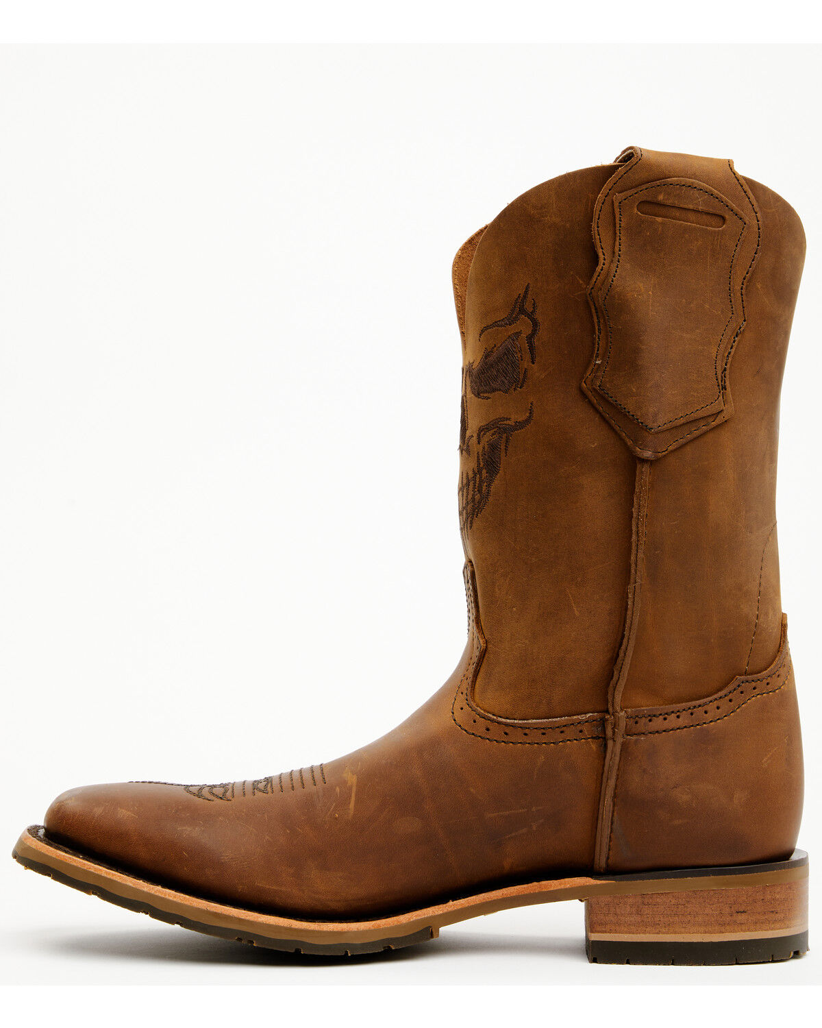 Image #3 - Double H Men's 11" Stockman Ice Roper Western Boots - Broad Square Toe, Chocolate, hi-res