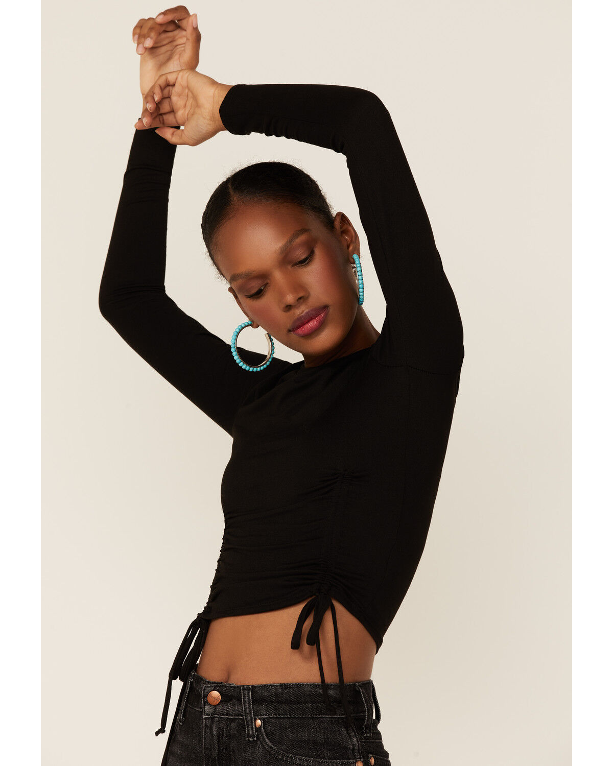 Image #1 - Moa Moa Women's Cinched Top, Black, hi-res