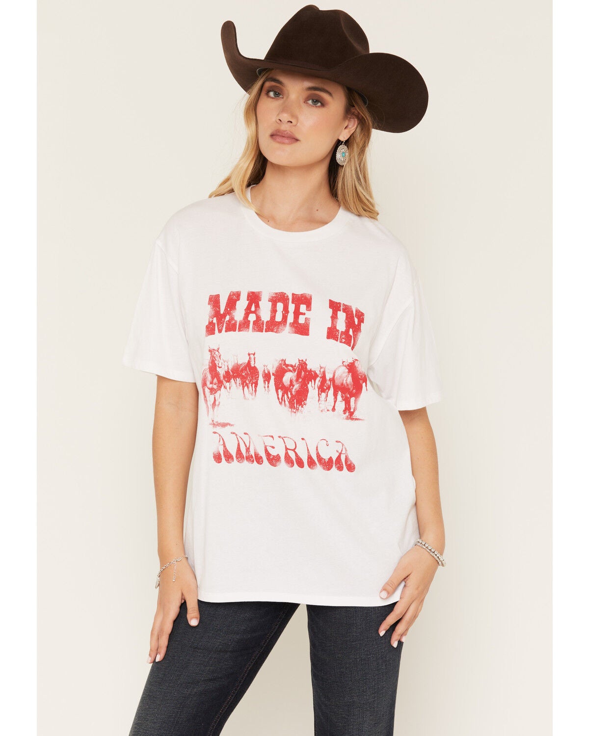 Image #1 - White Crow Women's Made in America Short Sleeve Graphic Tee, White, hi-res