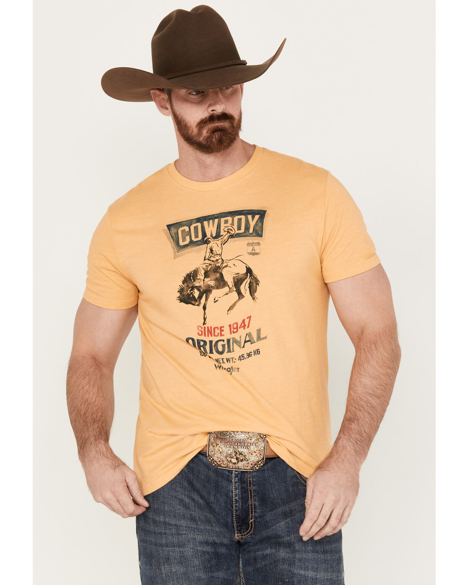 Wrangler Men s Cowboy Seed Bag Short Sleeve Graphic T Shirt