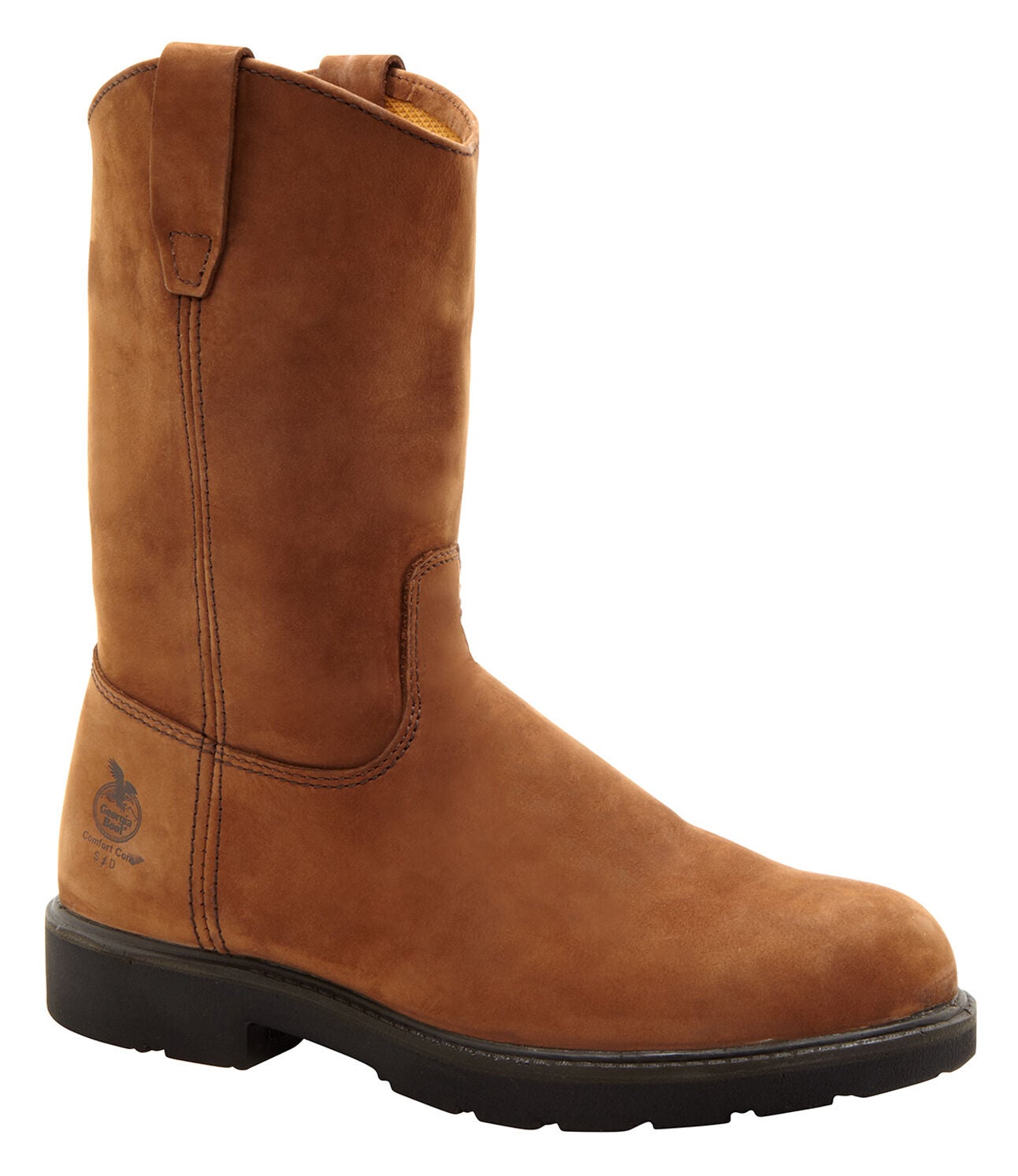 Georgia Boot Men's Wellington Pull On Work Boots - Steel Toe, Brown, hi-res