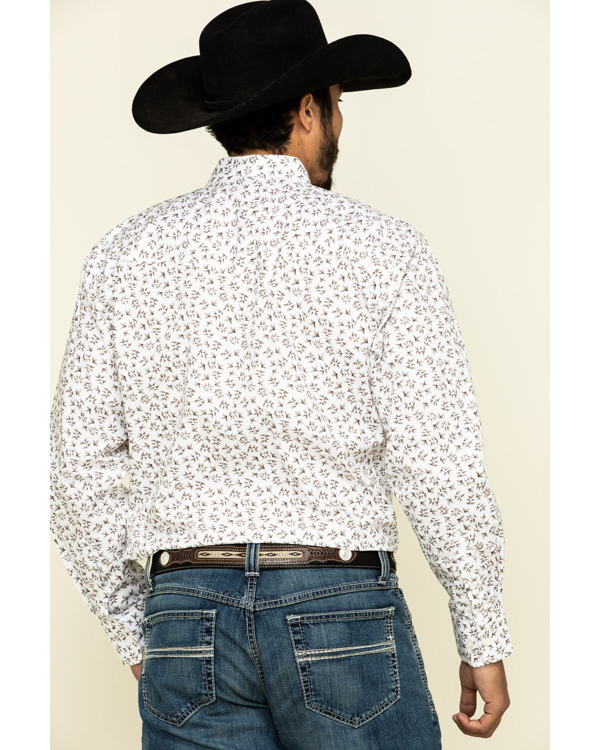 Image #2 - Resistol Men's White Palmetto Floral Print Long Sleeve Western Shirt, White, hi-res