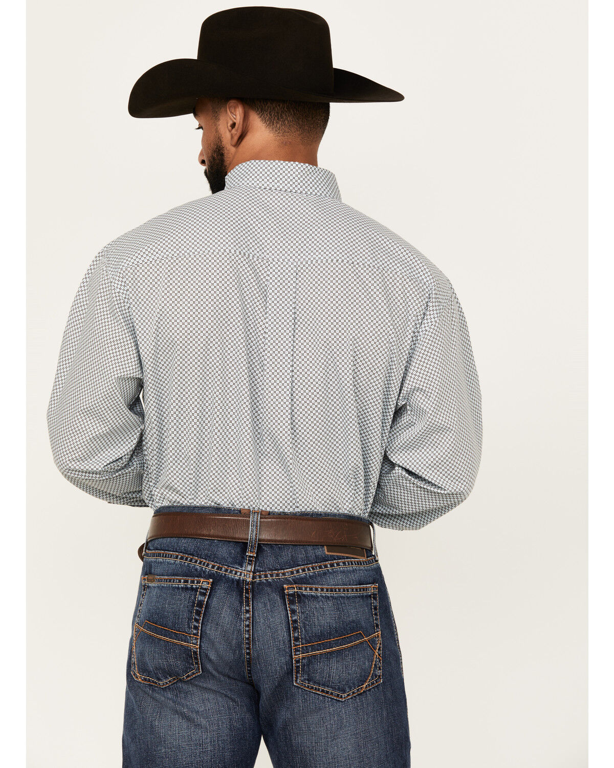 Image #4 - Cinch Men's Micro Geo Print Long Sleeve Button-Down Western Shirt, Aqua, hi-res