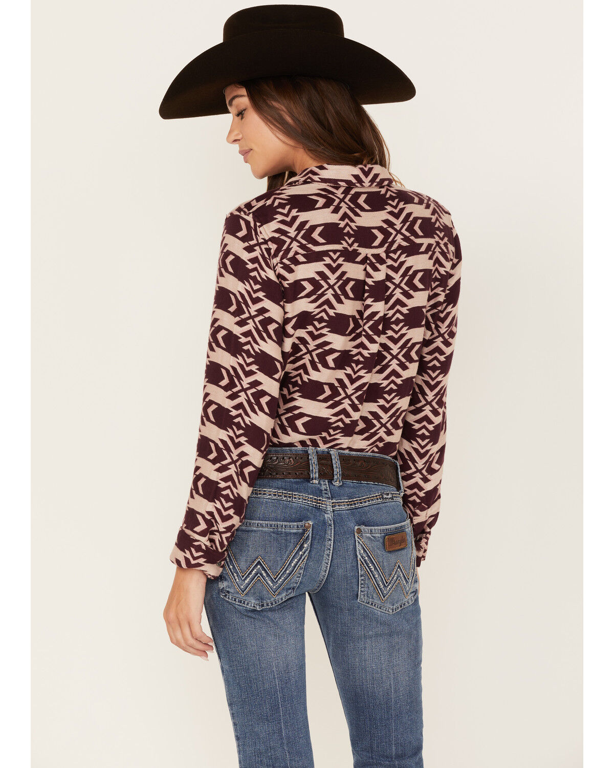 Image #4 - Ariat Women's R.E.A.L. Billie Jean Southwestern Jacquard Print Long Sleeve Button-Down Shirt, Purple, hi-res