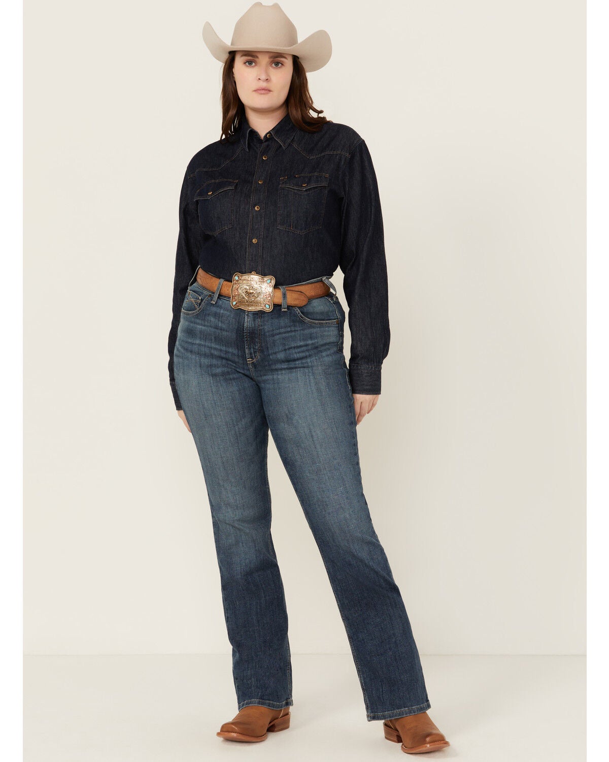 Ariat Women's Dark Wash Ella Bootcut Denim Jeans - Plus, Dark Wash, hi-res