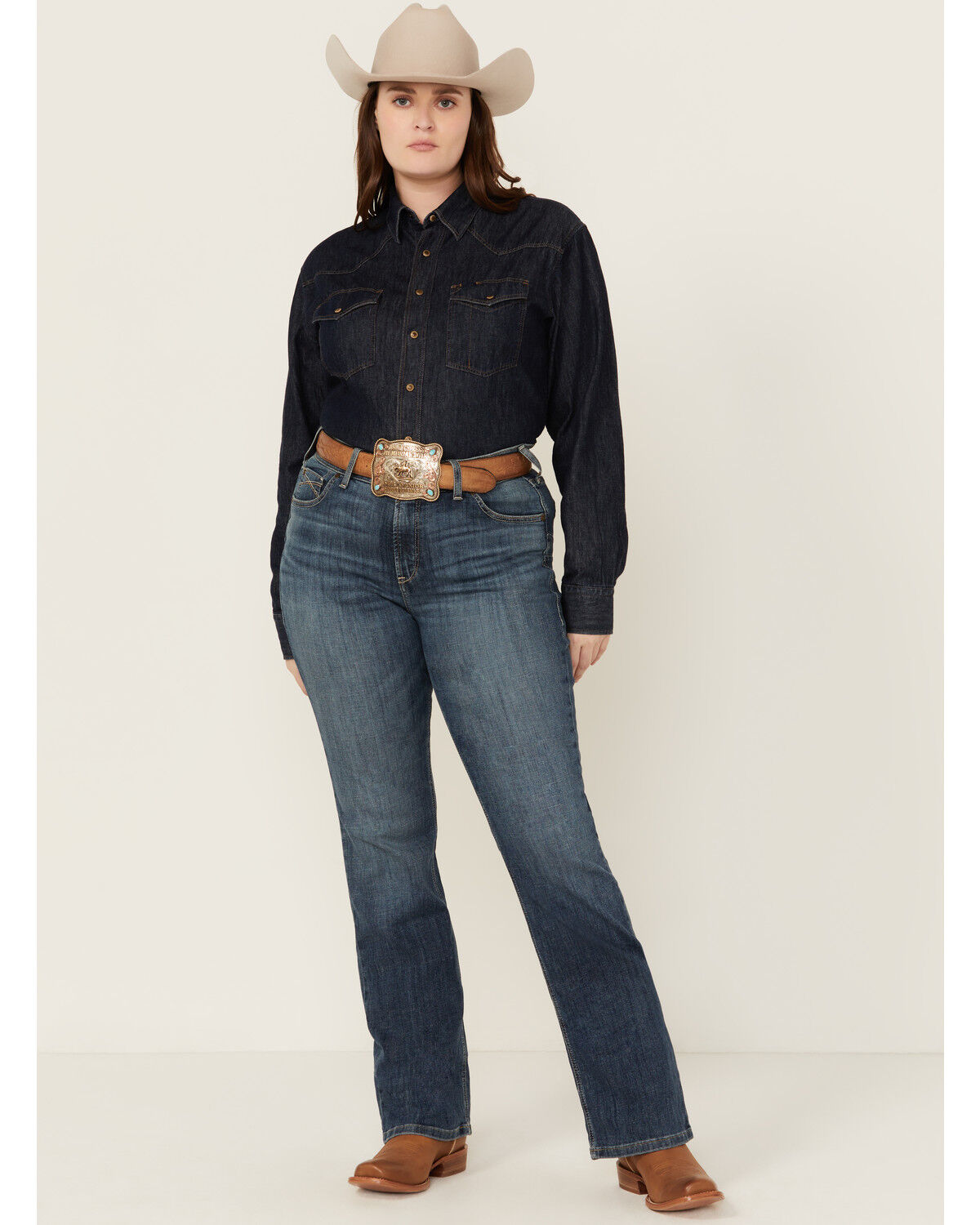 Image #1 - Ariat Women's Dark Wash Ella Bootcut Denim Jeans - Plus, Dark Wash, hi-res