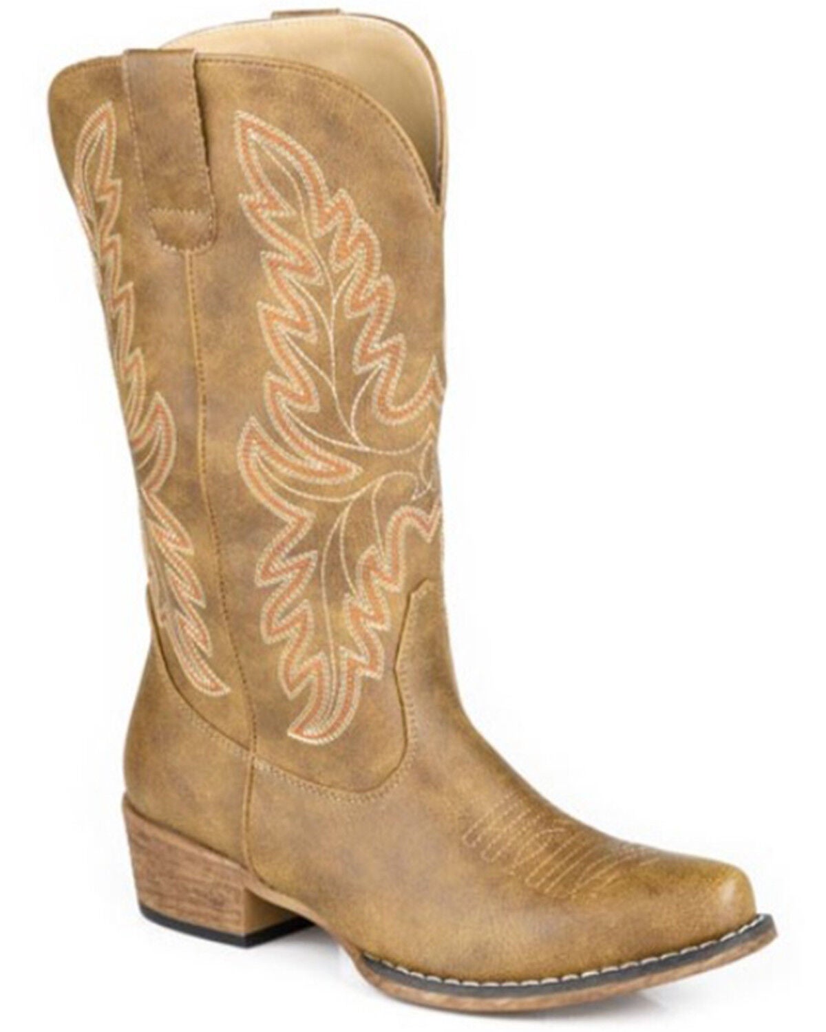 Roper Women's Sundown Western Boots - Snip Toe, Tan, hi-res