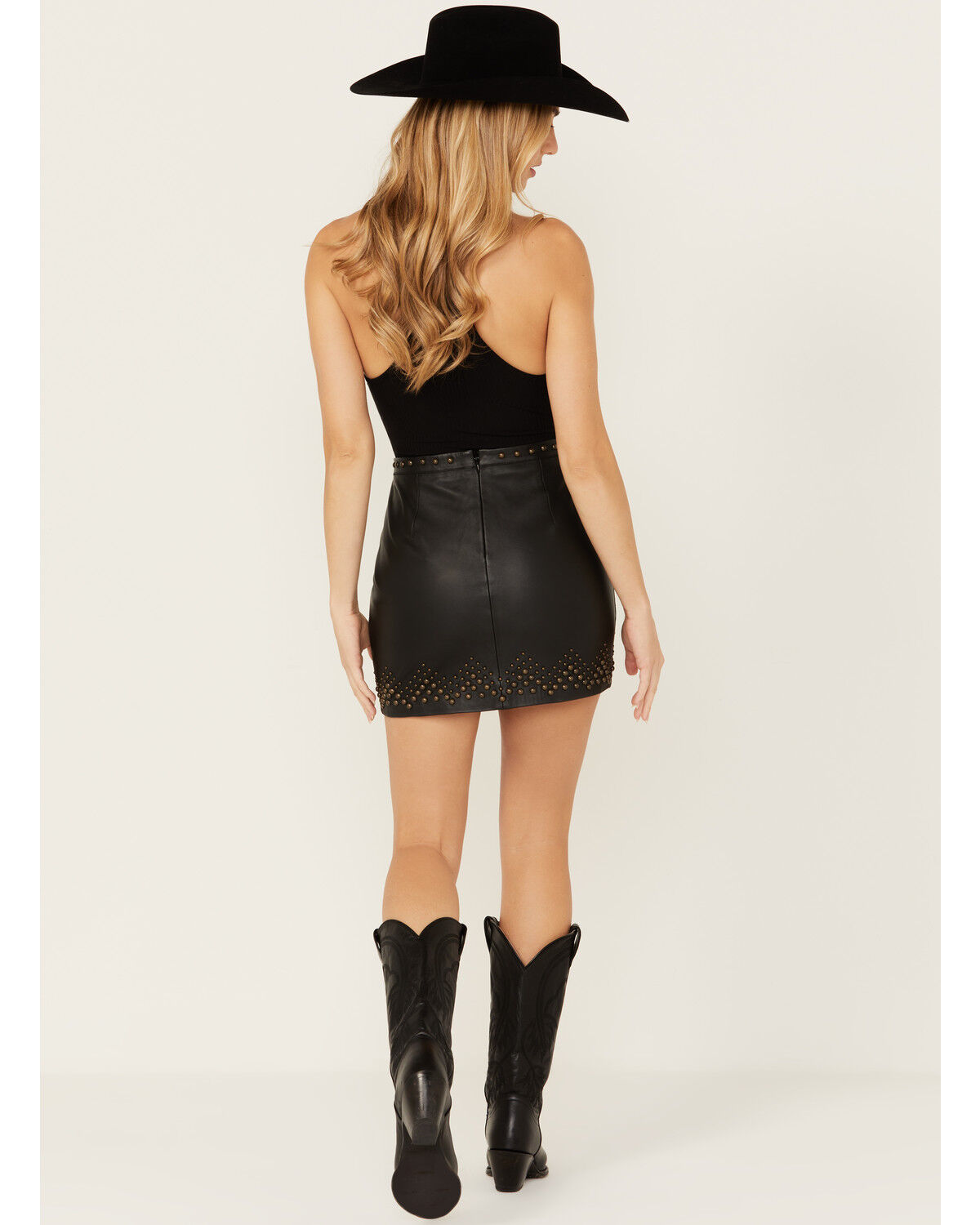 Image #3 - Wonderwest Women's Studded Leather Skirt, Black, hi-res