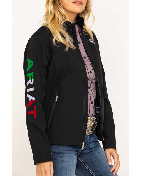 Image #4 - Ariat Women's Classic Team Mexico Flag Softshell Jacket, Black, hi-res