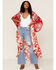 Image #2 - Band of the Free Women's From Paris With Love Floral Print Kimono, Red, hi-res