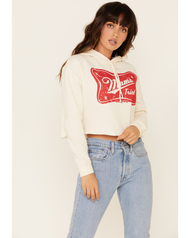 Country Deep Women's Mama Tried Graphic Cropped Hooded Sweatshirt , Ivory, hi-res