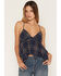 Image #1 - Cleo + Wolf Women's Plaid Print Hanky Hem Sleeveless Cami, Navy, hi-res