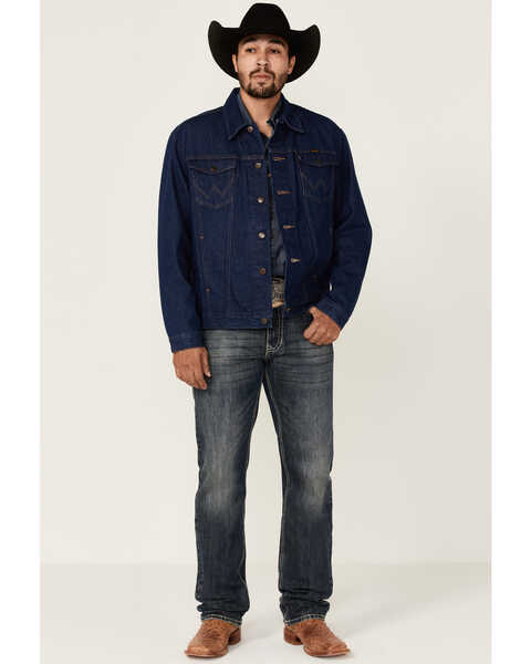 Image #2 - Wrangler Men's Unlined Denim Western Jacket - Tall , Indigo, hi-res