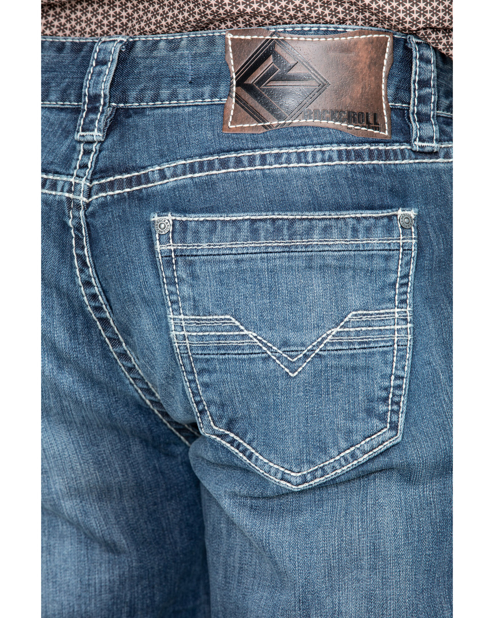 Image #2 - Rock & Roll Denim Men's Reflex Double Barrel Straight Leg Jeans, Blue, hi-res