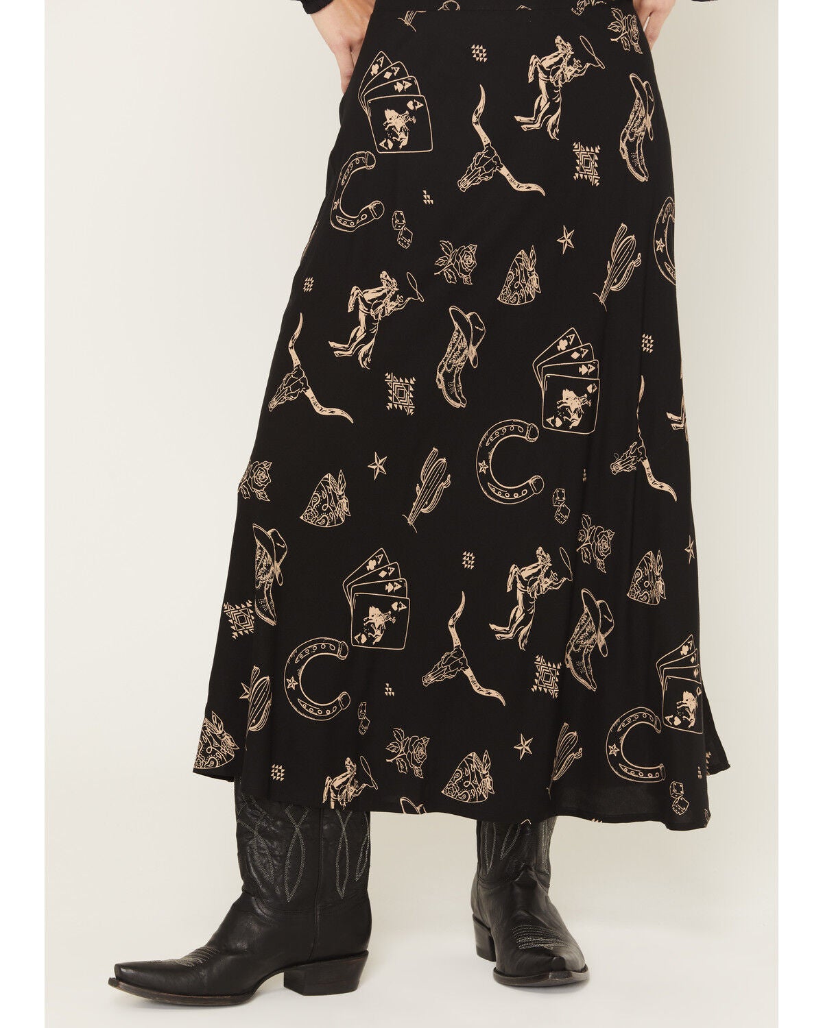 Image #3 - Idyllwind Women's Lutie Conversational Print Midi Skirt, Black, hi-res
