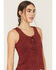 Image #4 - Shyanne Women's Cut Out Tie-Front Tank, Burgundy, hi-res