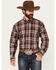 Image #1 - Cinch Men's Plaid Print Long Sleeve Button-Down Western Shirt, Red, hi-res