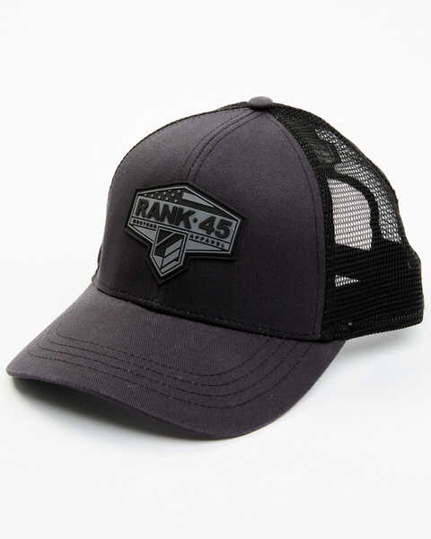 Image #1 - RANK 45® Men's Rubber Patch Logo Ball Cap , Grey, hi-res