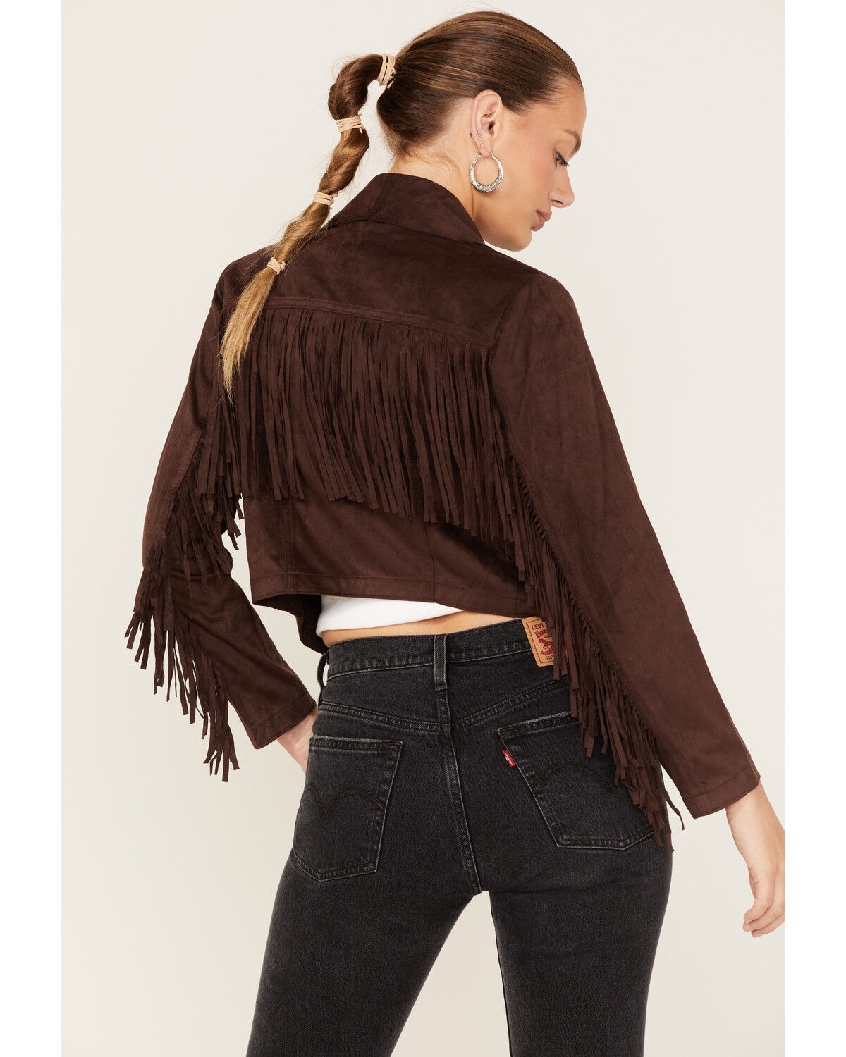 Image #4 - Shyanne Women's Fringe Faux Suede Jacket, Chocolate, hi-res