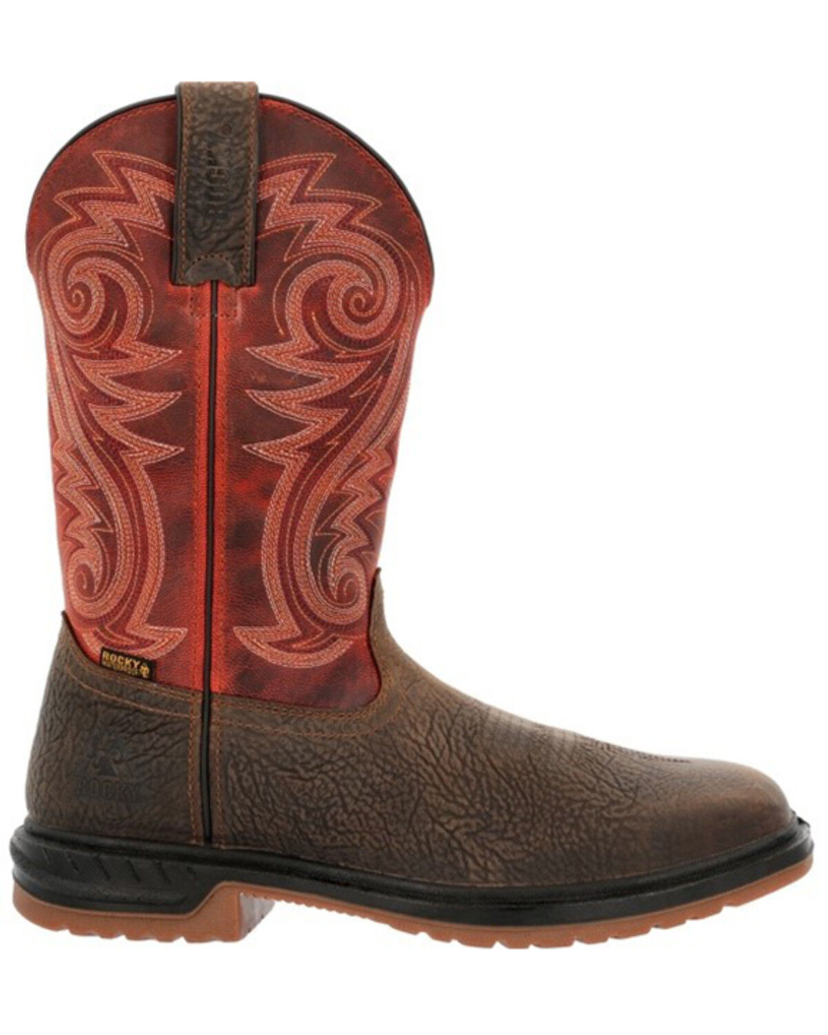 Image #2 - Rocky Men's Worksmart Waterproof Pull On Western Work Boots - Composite Toe, Dark Brown, hi-res