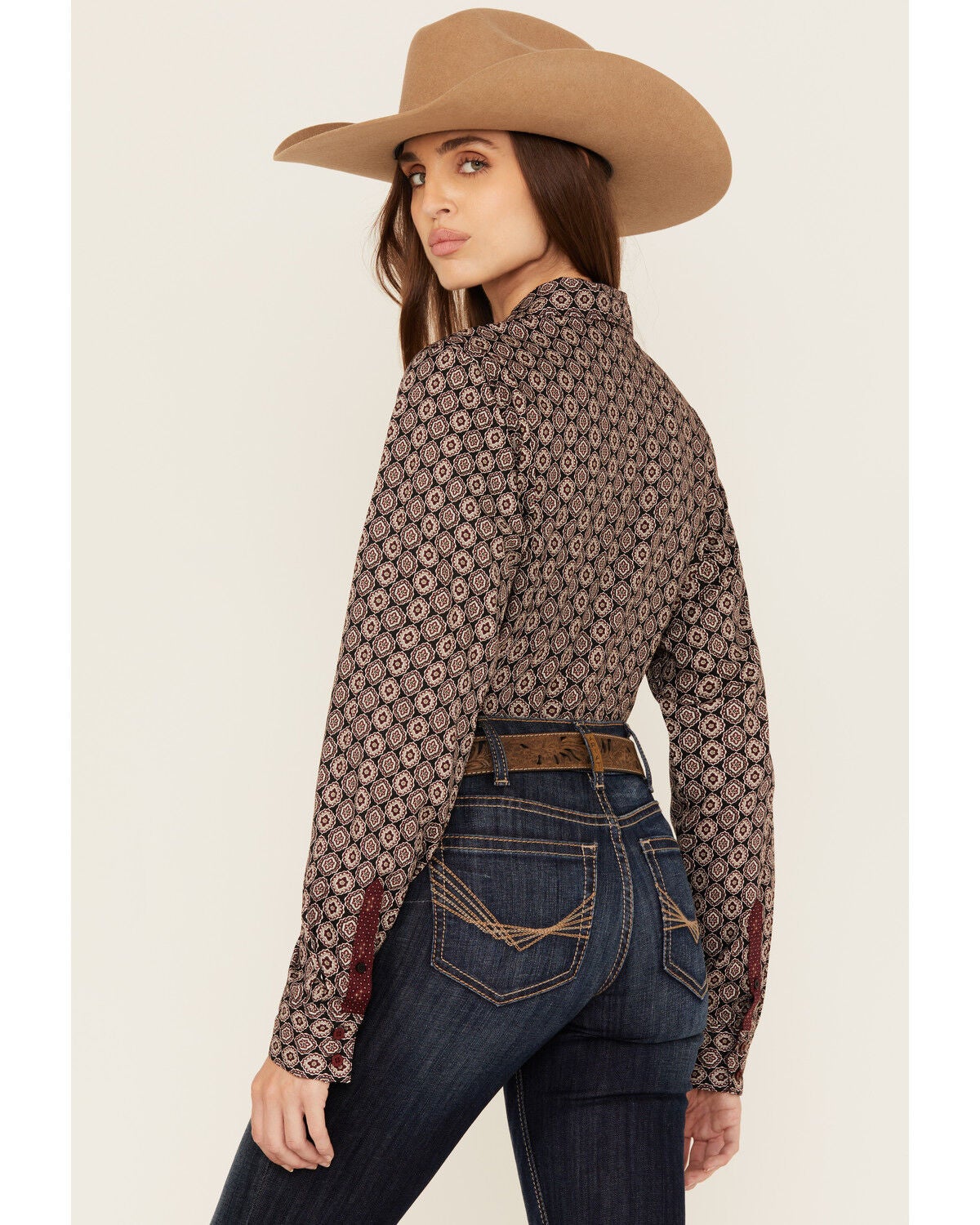 Image #4 - Cinch Women's Medallion Print Long Sleeve Button-Down Western Shirt, Black, hi-res