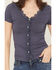 Image #3 - Blue Life Women's Sunny Lace Button-Up Top, Navy, hi-res