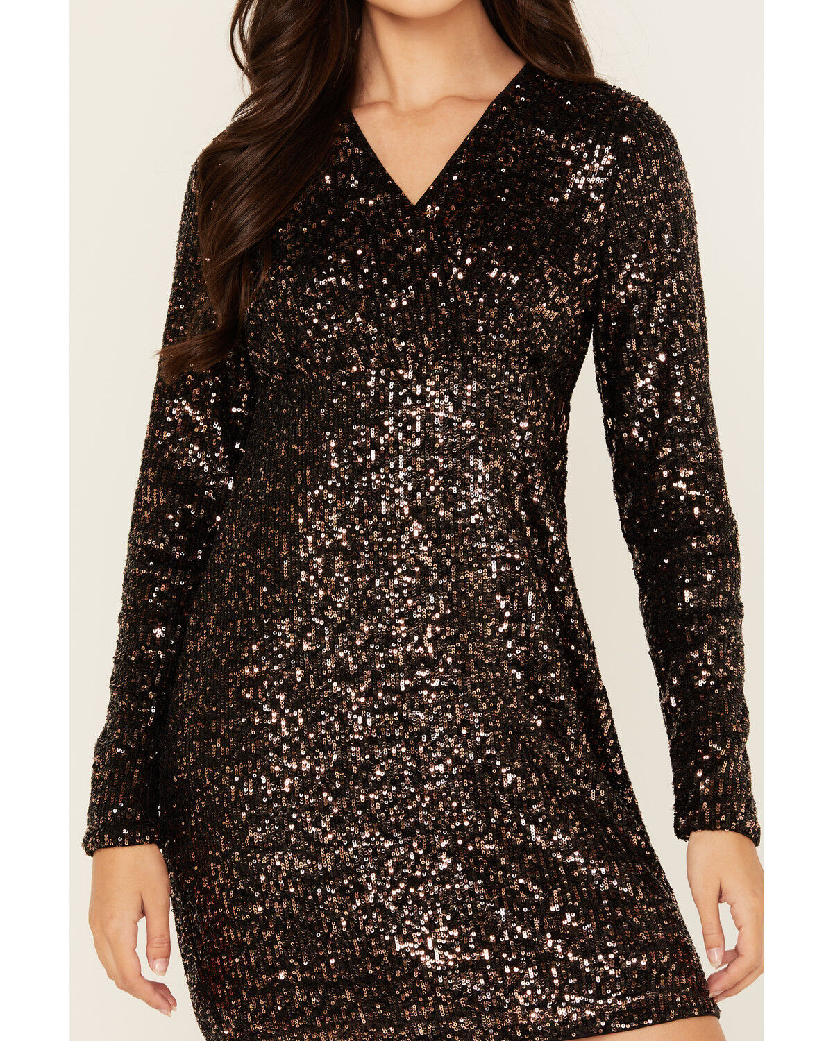 Image #3 - Shyanne Women's Sequins Long Sleeve Mini Dress, Black, hi-res