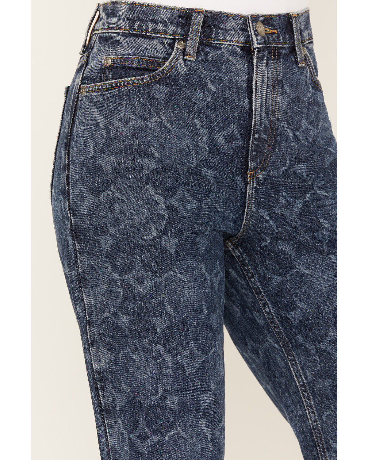 Image #2 - Lee Women's Medium Wash Mid Rise Floral Flare Jeans, Blue, hi-res