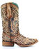 Corral Women's Inlay Western Boots - Square Toe, Ivory, hi-res