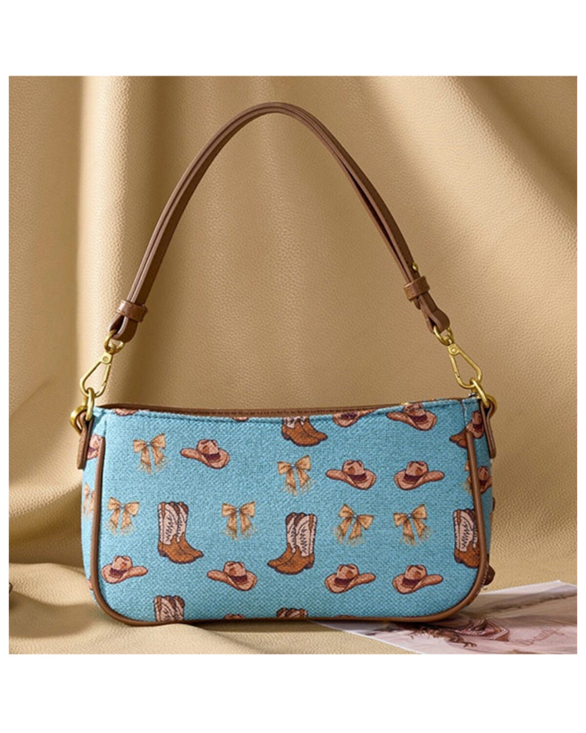 Image #3 - Wrangler Women's Western Print Embellished Shoulder Bag, Turquoise, hi-res