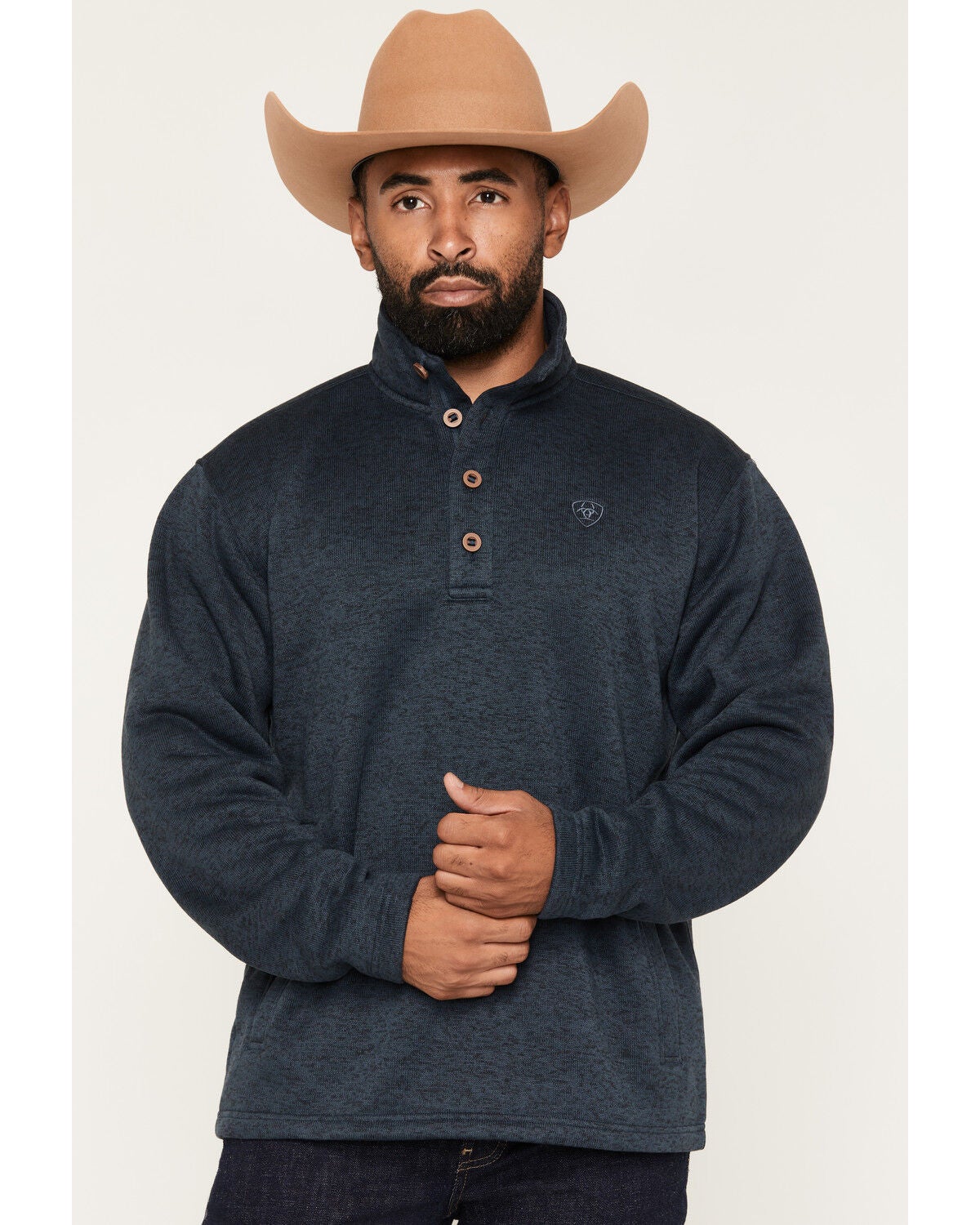 Ariat Men's Caldwell 1/4 Button-Down Pullover, Blue, hi-res