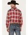 Image #4 - Roper Men's Plaid Print Long Sleeve Snap Western Shirt, Red, hi-res