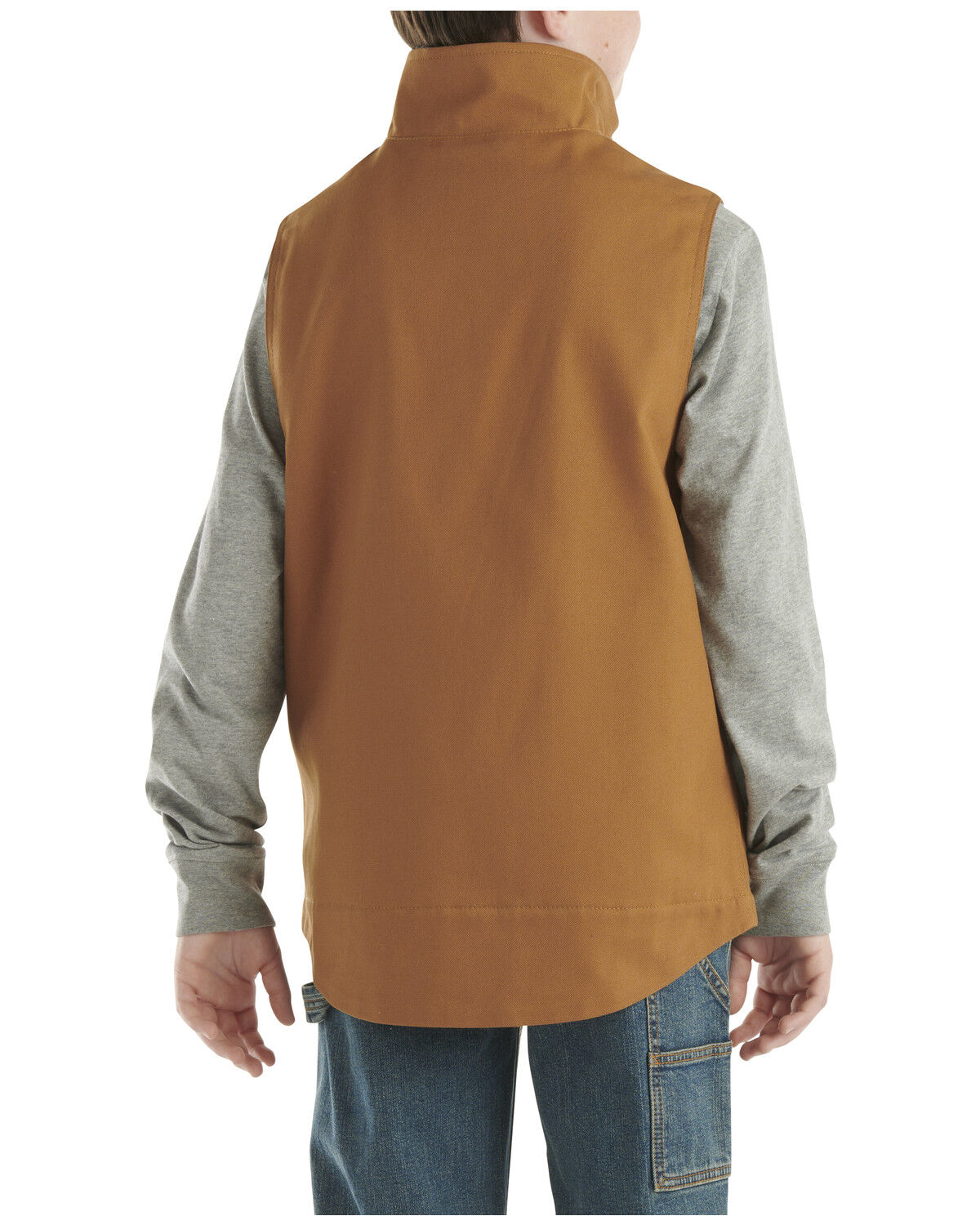 Image #4 - Carhartt Little Boys' Canvas Sherpa Lined Vest, Medium Brown, hi-res