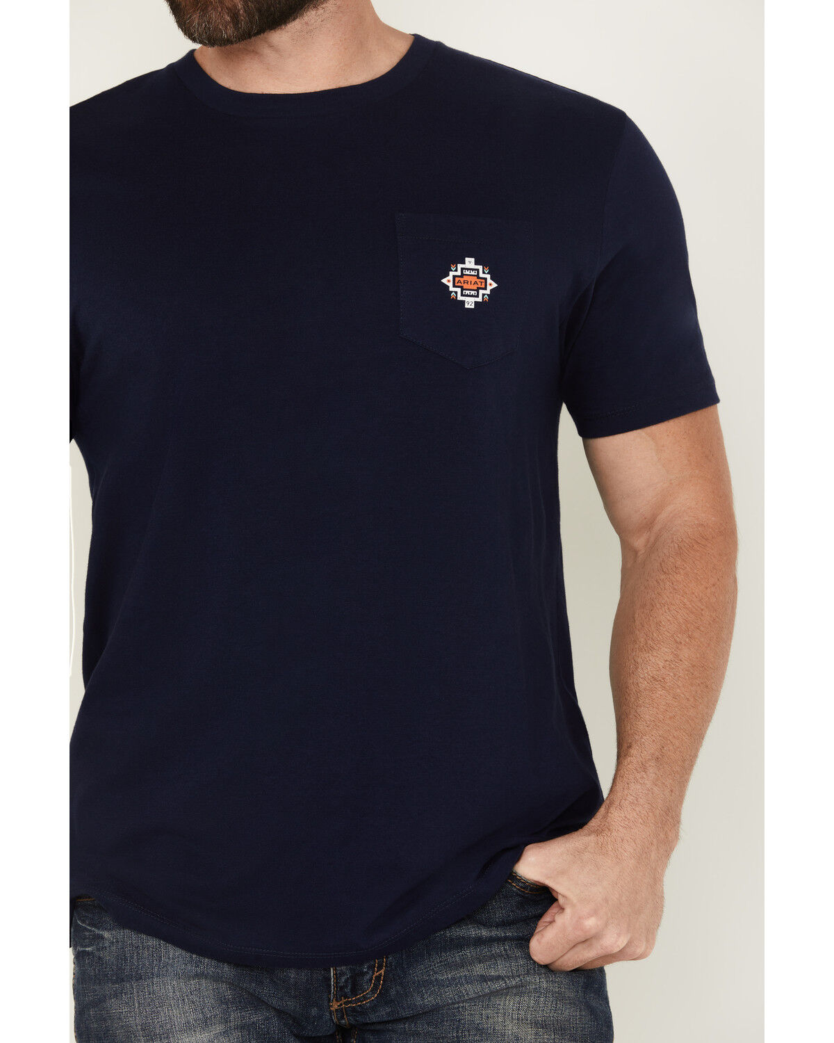 Image #3 - Ariat Men's Southwestern Pocket Short Sleeve Graphic T-Shirt, Navy, hi-res