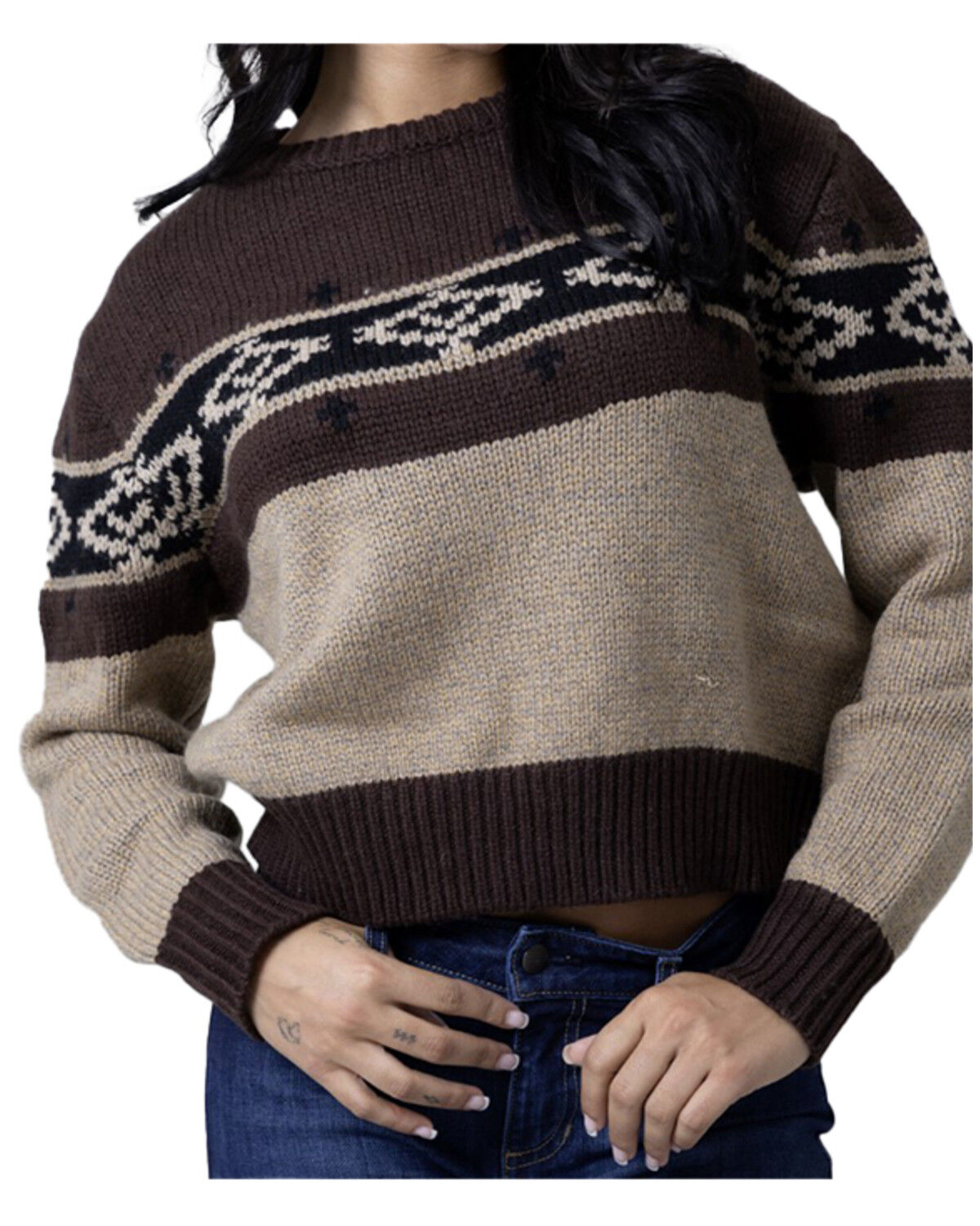 Image #2 - Kimes Ranch Women's Chama Southwestern Print Sweater, Brown, hi-res