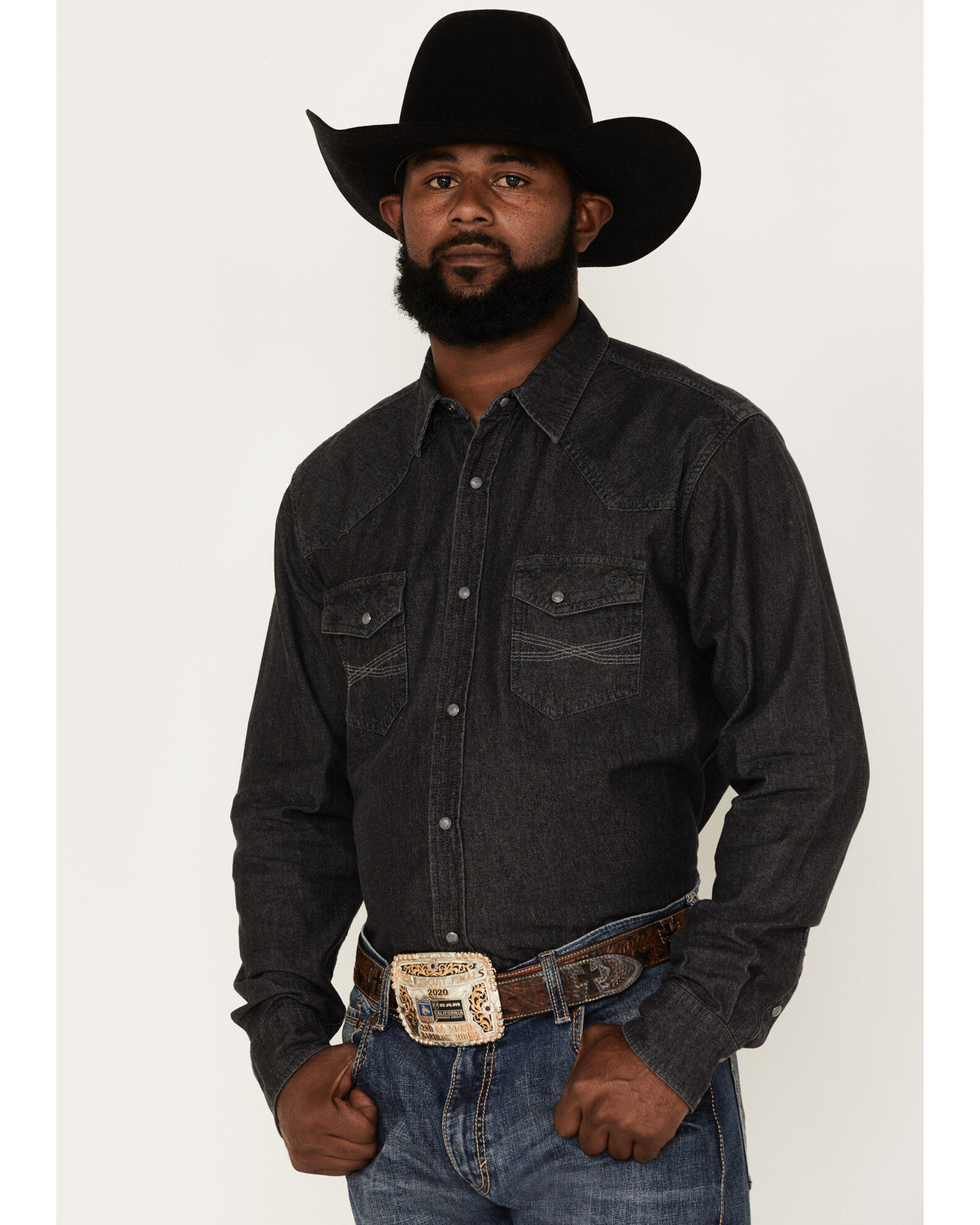 Men's denim western best sale shirt with snaps