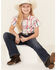 Shyanne Girls' White Plaid Short Sleeve Tie-Front Snap Western Shirt , White, hi-res