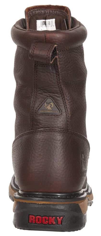 Rocky Original Ride Waterproof Western Lacer Boots - Safety Toe, Dark Brown, hi-res
