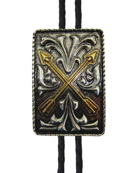 AndWest Men's Silver Two-Tone Crossed Arrows Bolo , Silver, hi-res