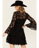 Image #4 - Scully Women's Lace Crochet Long Bell Sleeve Mini Dress , Black, hi-res